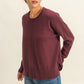 Roll Neck Drop Shoulder Sweater - Dark Cherry