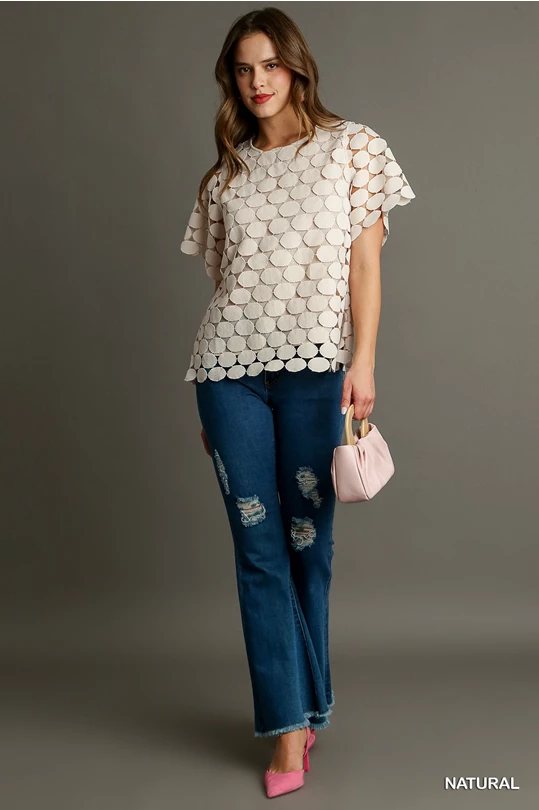 Polka Dot Lace Top - Natural