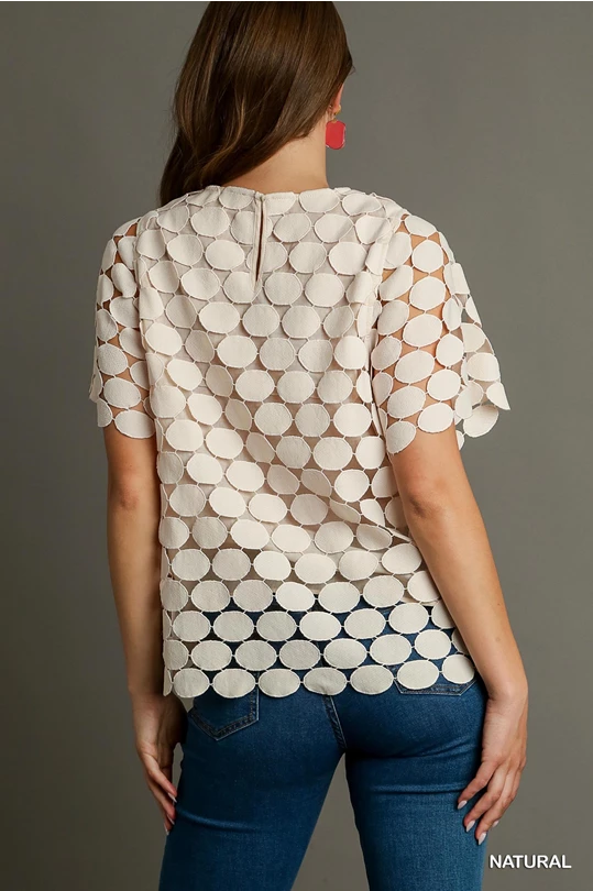 Polka Dot Lace Top - Natural