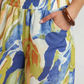 Abstract Print Wide Leg Pants with Trim Details - Blue