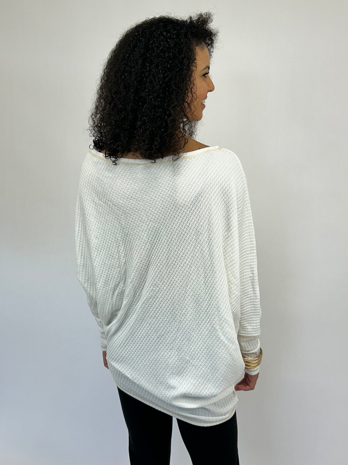 Cashmere Thermal Dolman Top - Ivory