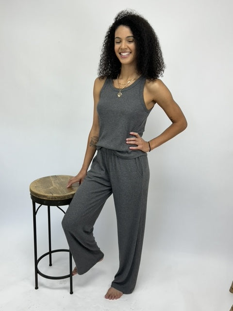 Cashmere Rib Pant - Charcoal