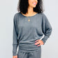 Cashmere Rib Dolman Top - Charcoal