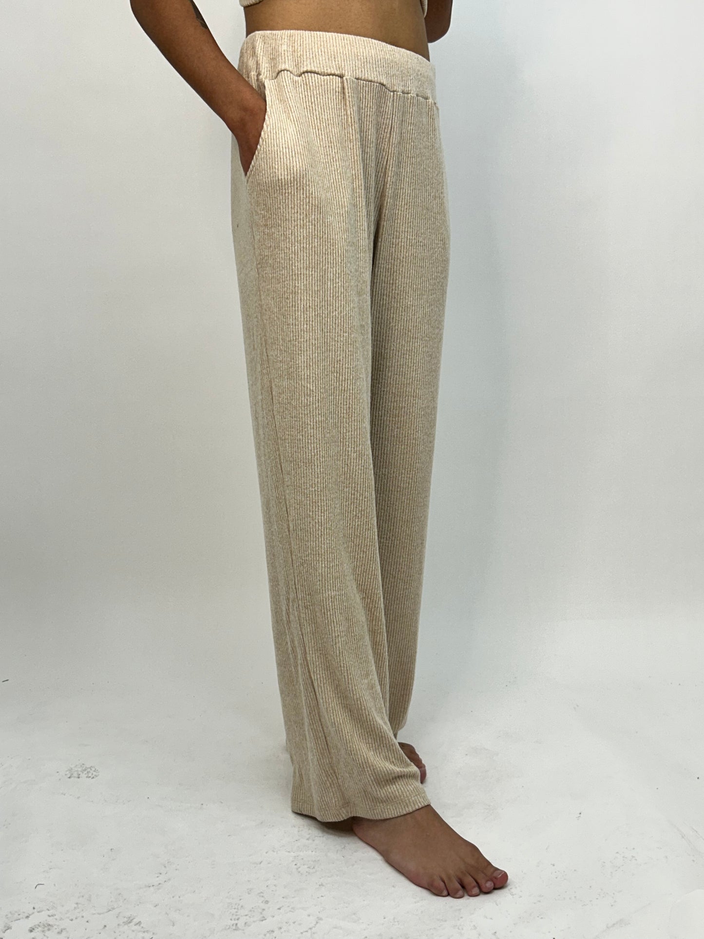 Cashmere Rib Pant - Oatmeal