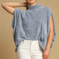 Luxe Knit Poncho Style Top - Denim