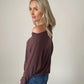 On/Off Shoulder Top - Raisin ONLY 1 LARGE LEFT