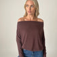 On/Off Shoulder Top - Raisin ONLY 1 LARGE LEFT