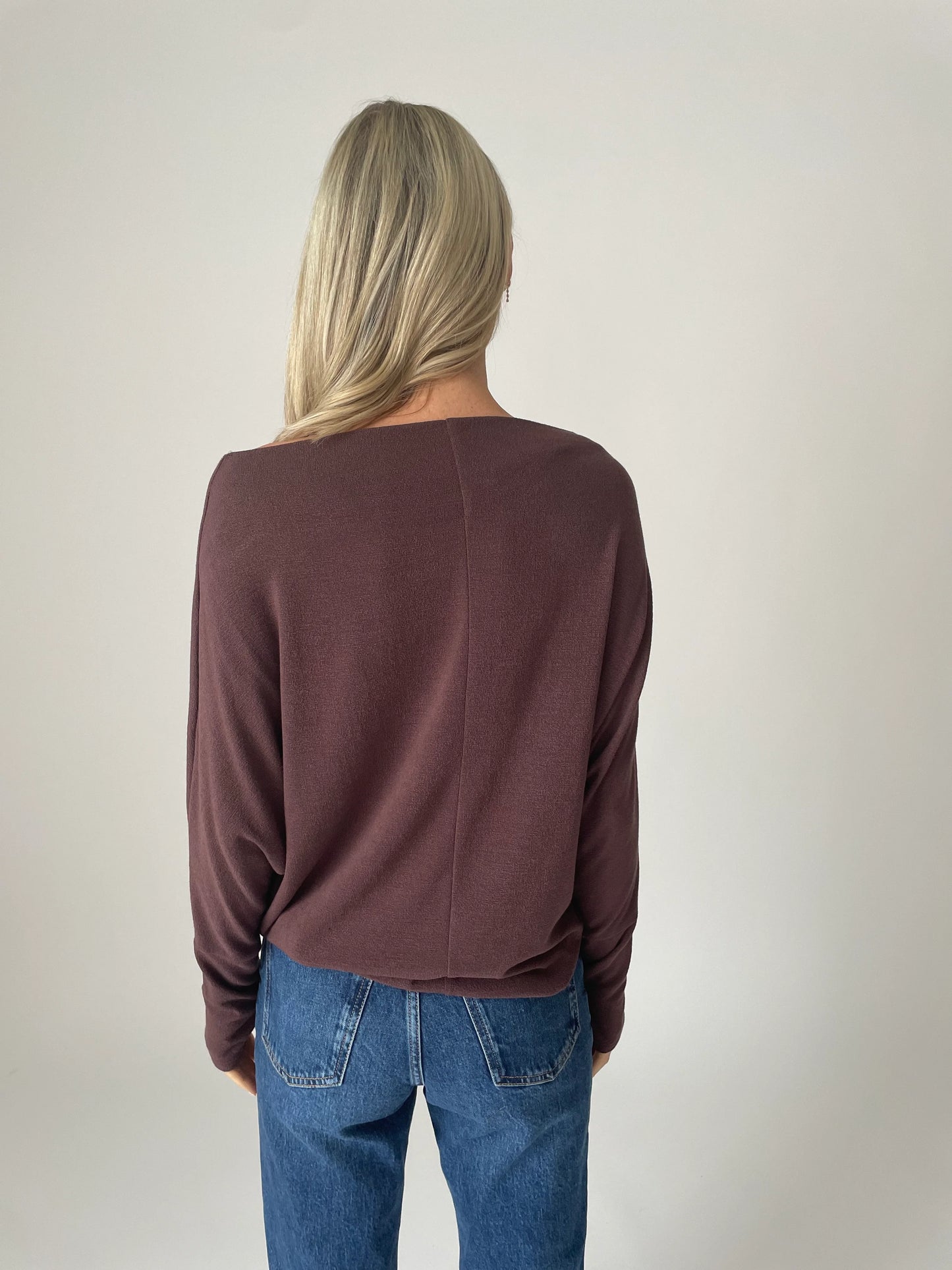 On/Off Shoulder Top - Raisin ONLY 1 LARGE LEFT