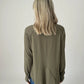 LS Split Neckline Raw Hem Tee - Olive  ONLY 1 M LEFT