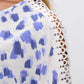 Crochet Shoulder Side Tie Top - Ivory/Blue/Navy