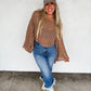 Bell Sleeve Knit Top - Brown