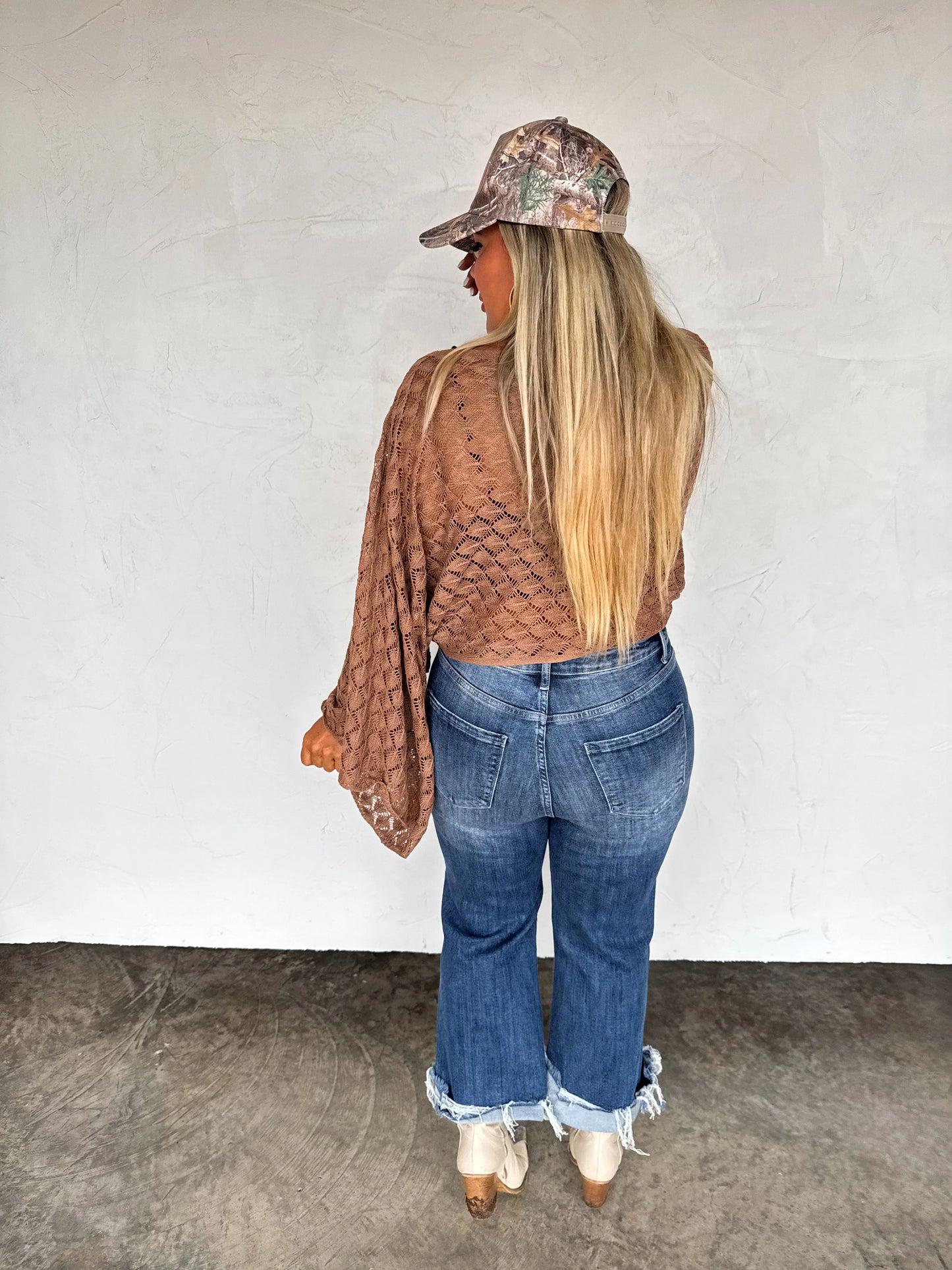 Bell Sleeve Knit Top - Brown