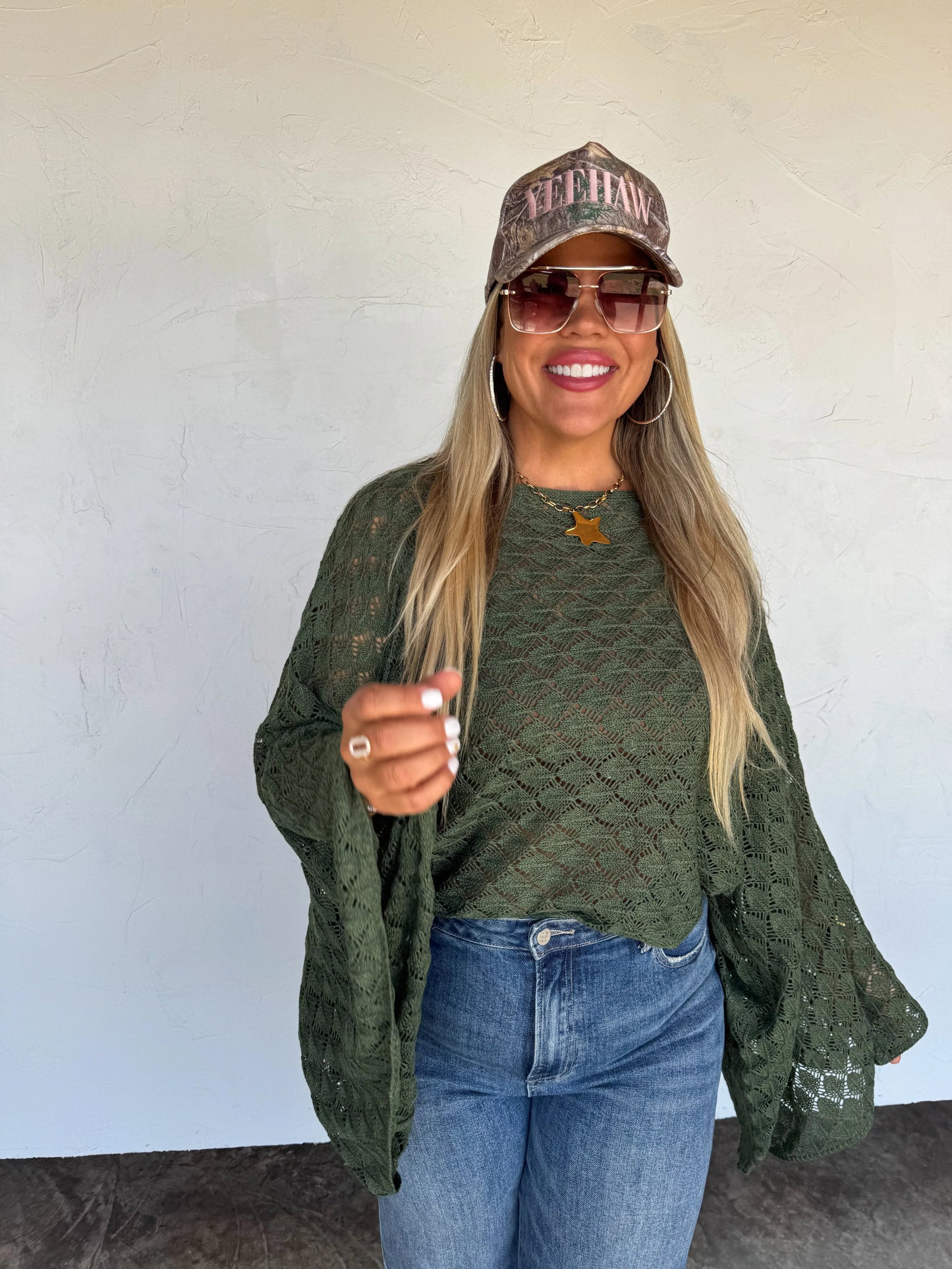 Bell Sleeve Knit Top - Olive