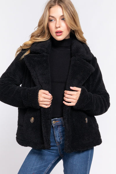 Sherpa Jacket with Collar - Black