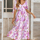 Floral Print Surplice Ruffle Dress - Purple ONLY 1 XL LEFT