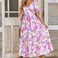 Floral Print Surplice Ruffle Dress - Purple ONLY 1 XL LEFT