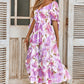 Floral Print Surplice Ruffle Dress - Purple ONLY 1 XL LEFT