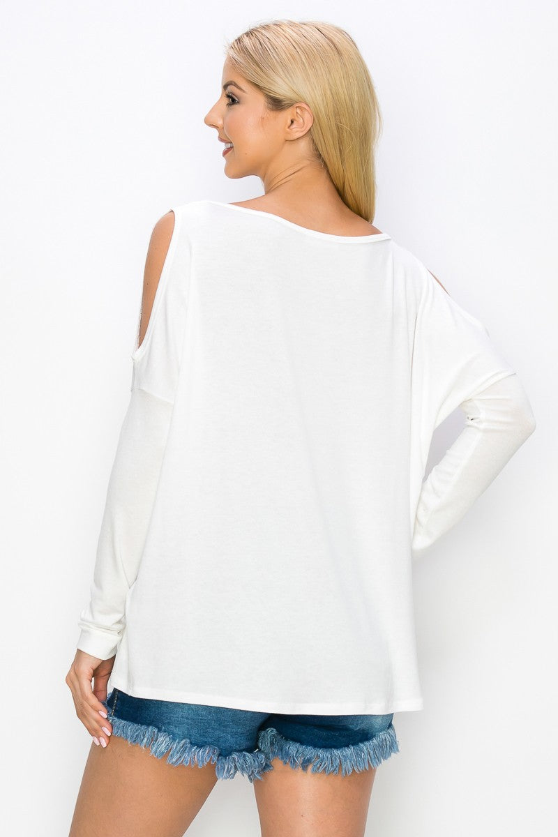 Cold Shoulder is Back Top - Ivory