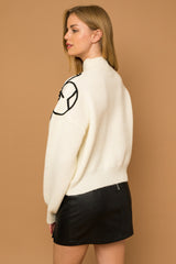 Flower Embroidered Sweater - Ivory/Black  ONLY 1 LARGE LEFT
