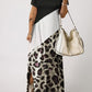 Diagonal Color Block T-Shirt Maxi Dress - Black, White & Leopard ONLY 1 SMALL LEFT