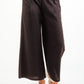 Contrast Waist Wide Leg Pants - Black