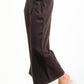 Contrast Waist Wide Leg Pants - Black