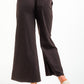 Contrast Waist Wide Leg Pants - Black