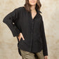 Twisted Back Button Down Shirt - Black