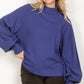 Mock Neck Solid Textured Knit Top - Royal Blue ONLY L LEFT