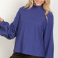 Mock Neck Solid Textured Knit Top - Royal Blue ONLY L LEFT