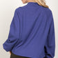 Mock Neck Solid Textured Knit Top - Royal Blue ONLY L LEFT