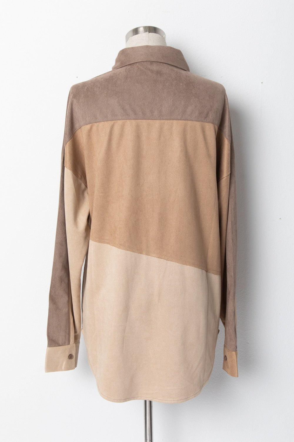 Color Block Suede Woven Top - Grey Mix