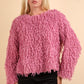 Fluffy Sweater with Velvet Ribbon in Back - Pink