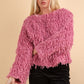 Fluffy Sweater with Velvet Ribbon in Back - Pink