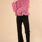 Fluffy Sweater with Velvet Ribbon in Back - Pink