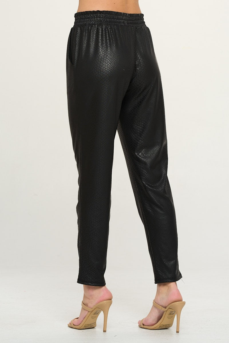 Snake Skin Embossed Faux Leather Pants - Black ONLY 1 SMALL LEFT