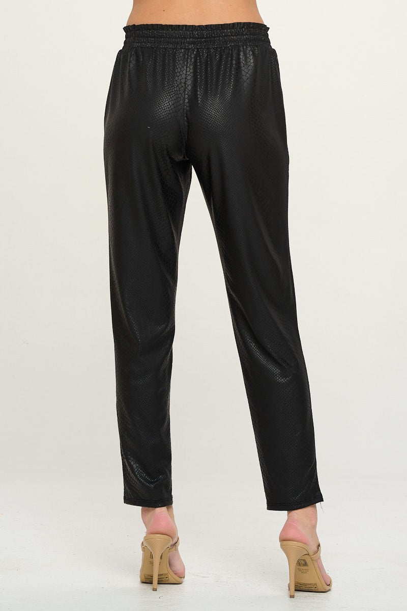 Snake Skin Embossed Faux Leather Pants - Black ONLY 1 SMALL LEFT