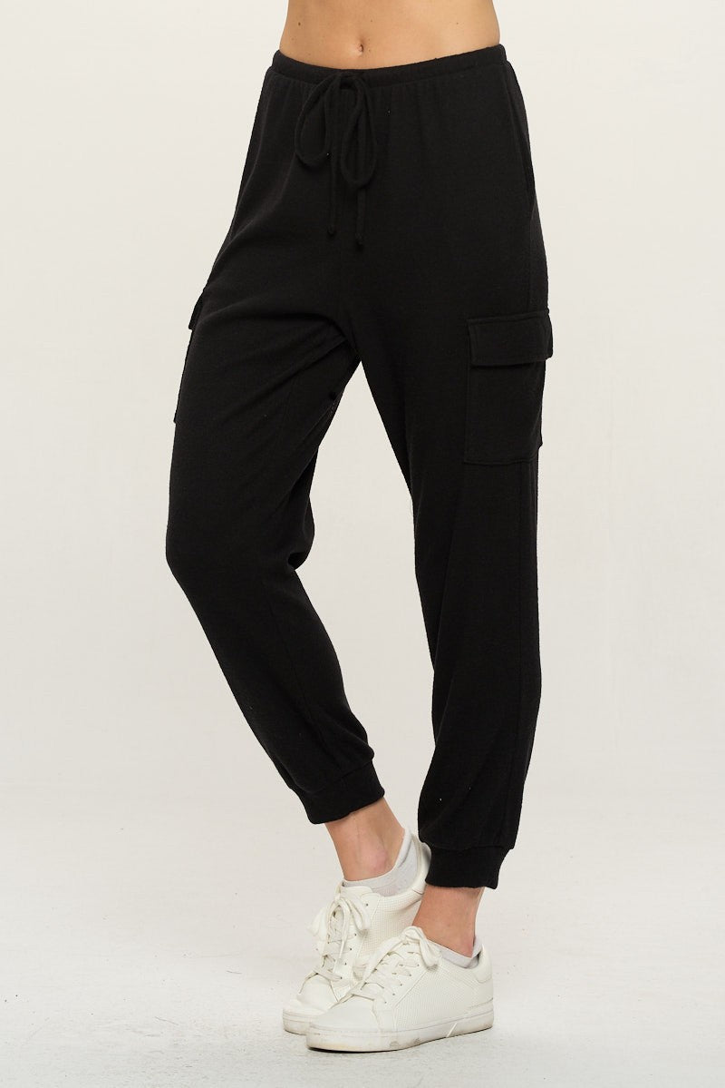 Cargo Pocket Knit Joggers - Black