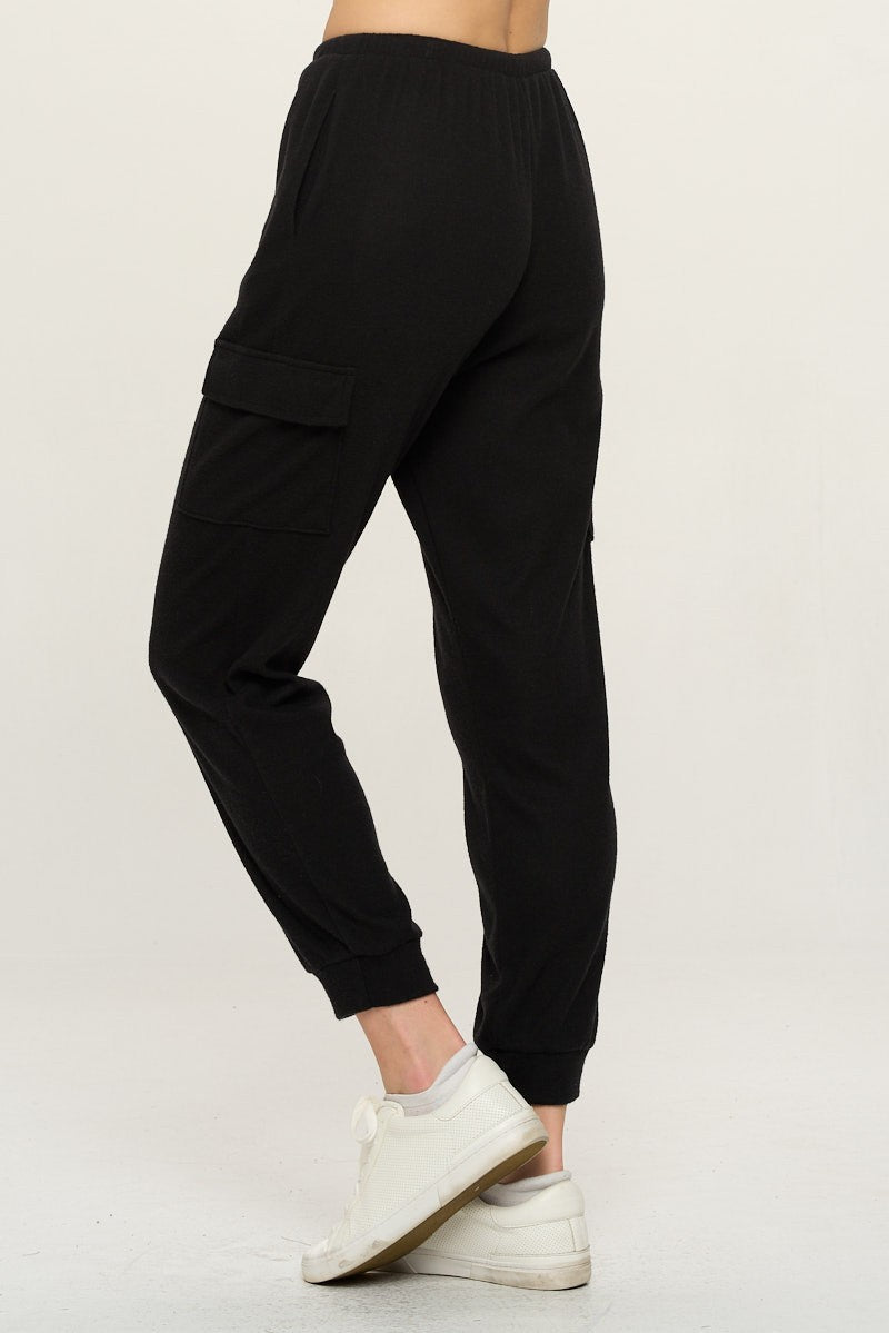 Cargo Pocket Knit Joggers - Black