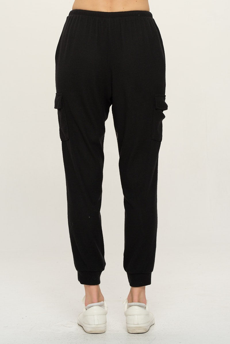 Cargo Pocket Knit Joggers - Black