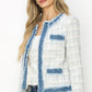 Tweed Jacket with Denim Trim - Blue Tweed