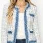 Tweed Jacket with Denim Trim - Blue Tweed