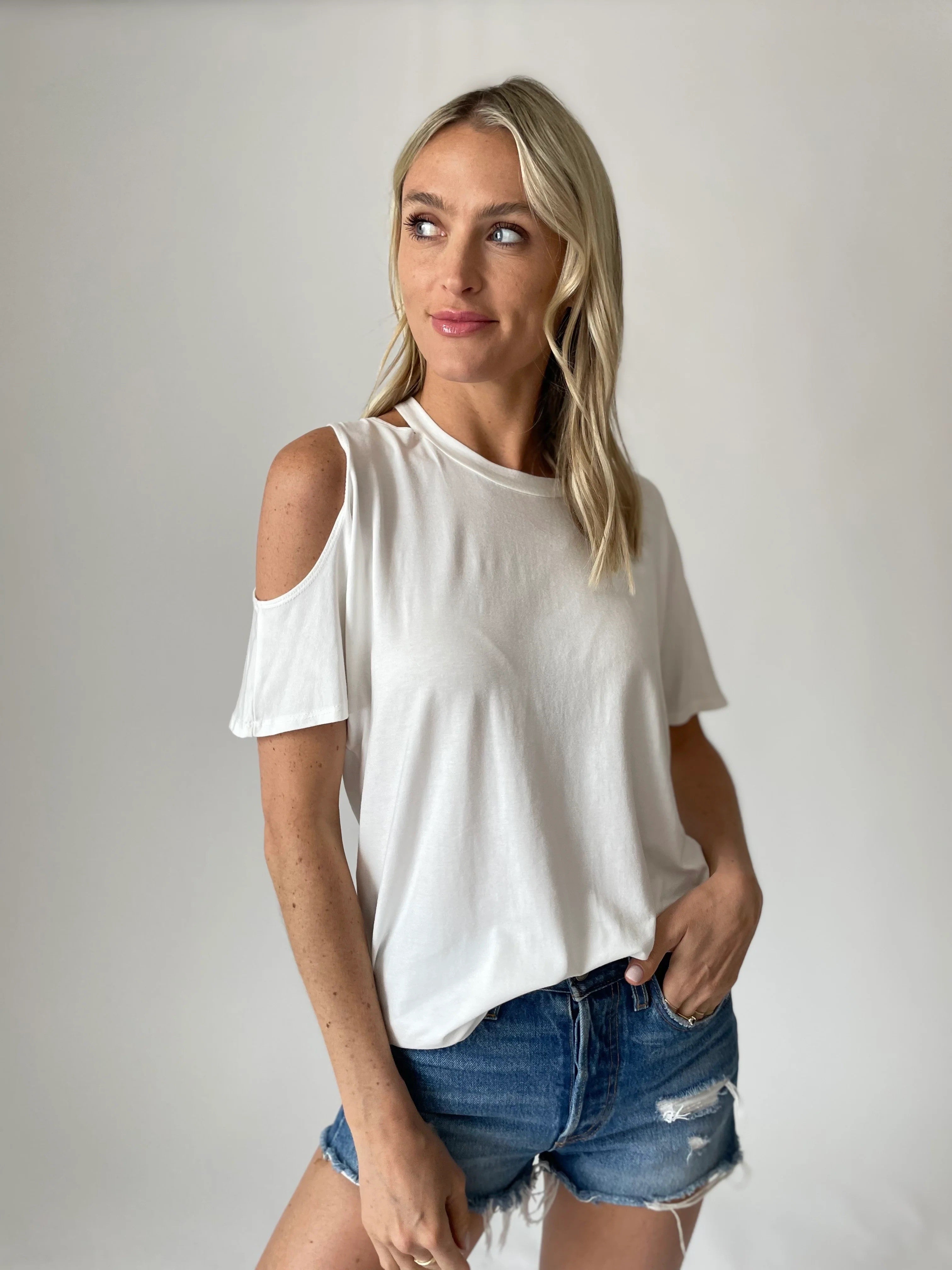 One Shoulder Cut Out Top - Ivory