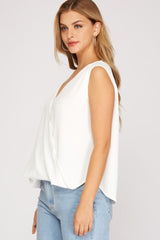 Surplice Top with Tie Back - Off White
