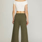 Quilted Texture Knit Capri Pants - Olive