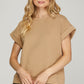 Drop Shoulder Quilted Texture Top - Taupe