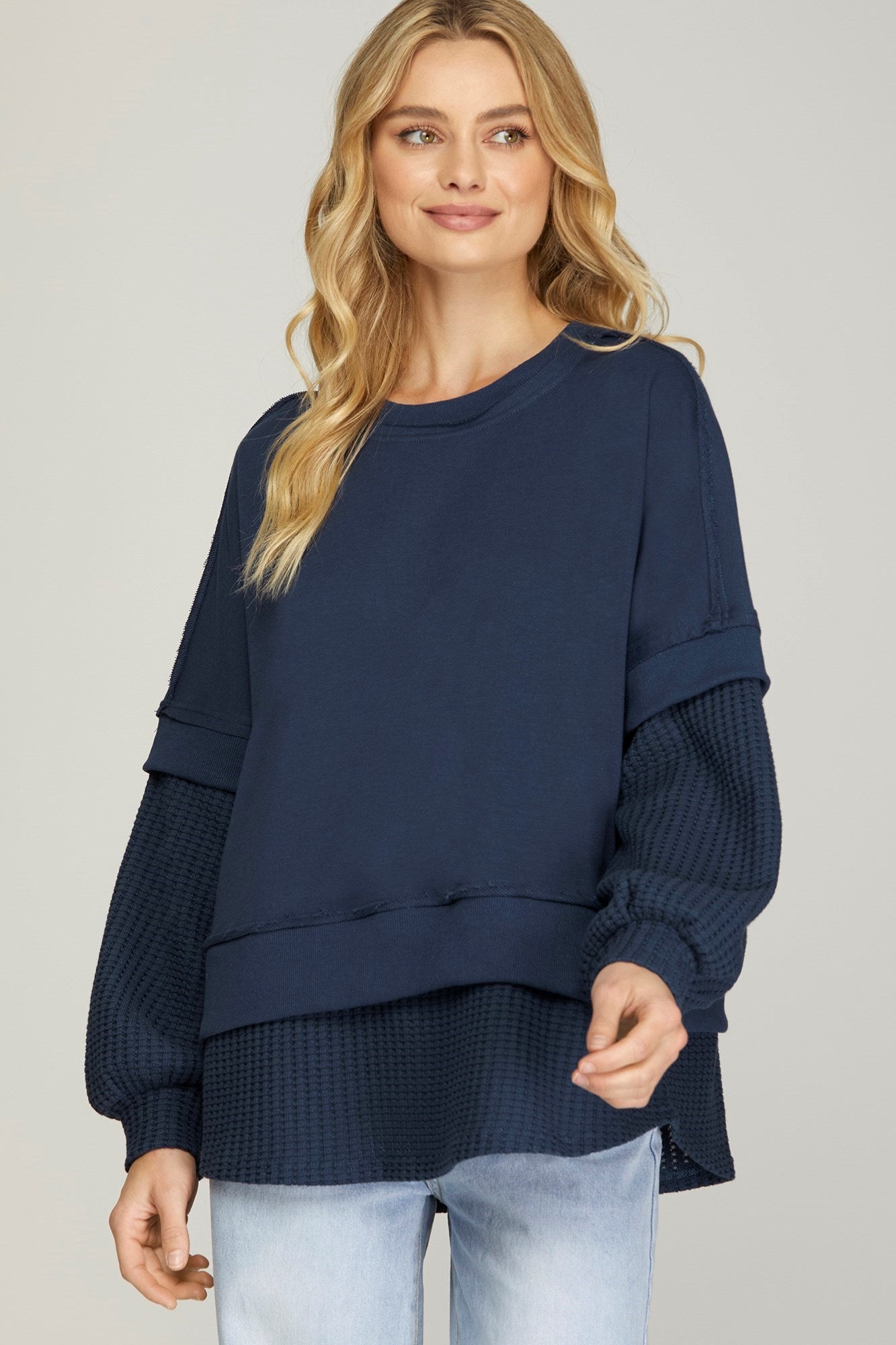 Contrast Sweatshirt - Navy