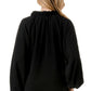 Ruffle Neck Balloon Sleeve Blouse - Black