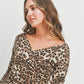 Shirring Detail Leopard Top - Brown