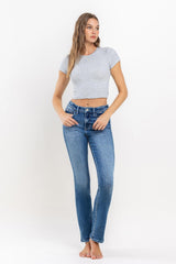 High Rise Long Slim Straight Jeans - Luxurious